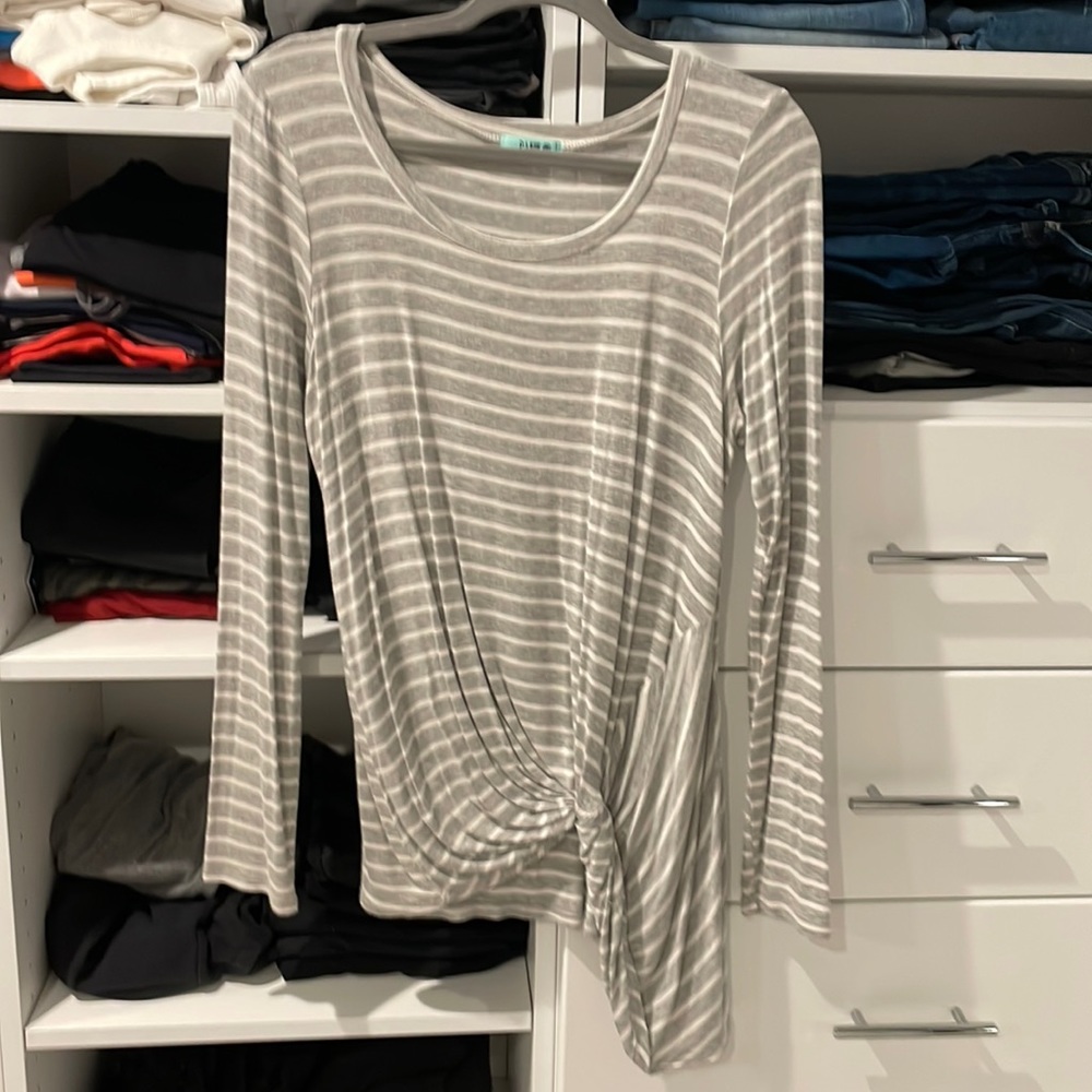 Grey and white striped top